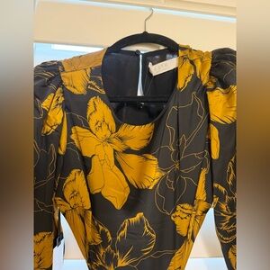 ASTR Mustard and Charcoal Floral Dress